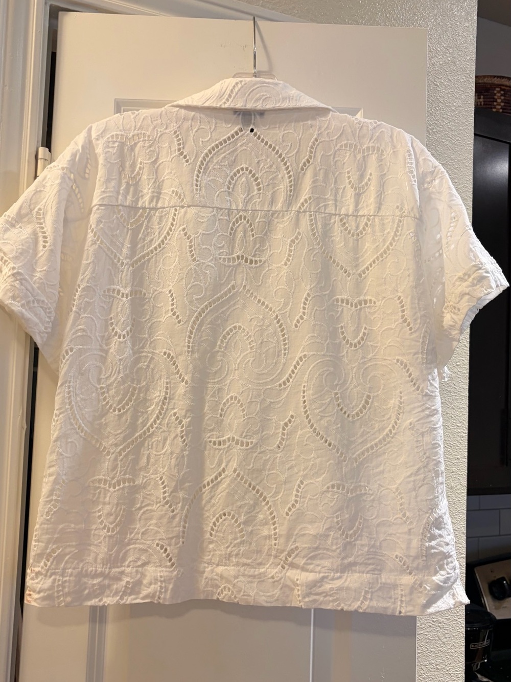 Ann Taylor White Eyelet Button-Down Shirt - Picture 4 of 9